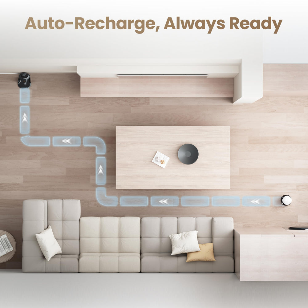 Enabot EBO Air 2 station de charge montrant la recharge automatique