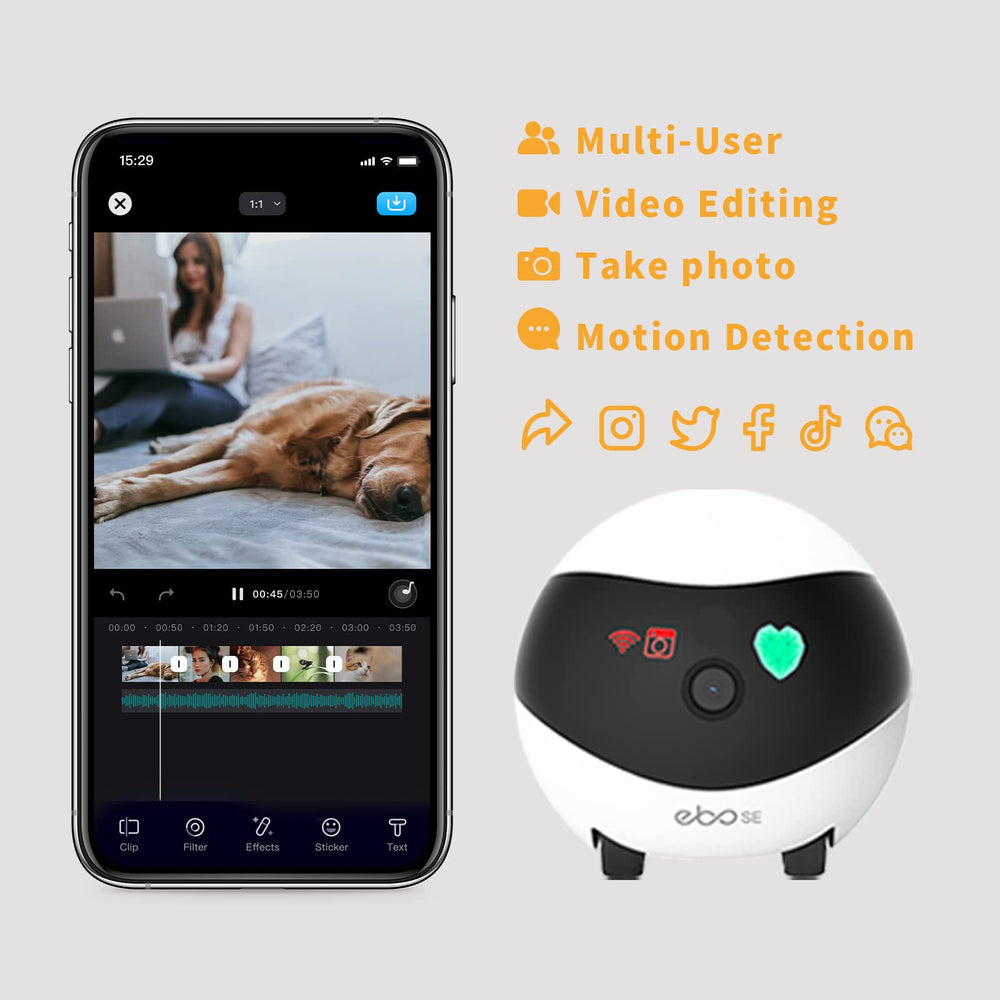 Enabot EBO SE sur sa dock de recharge garantissant disponibilité
