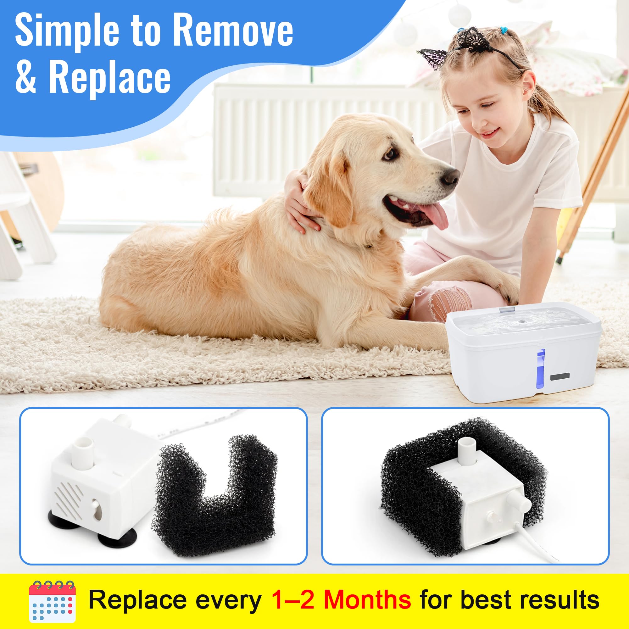 Enhon filtre mousse utilisé dans fontaine PetSafe garde eau propre