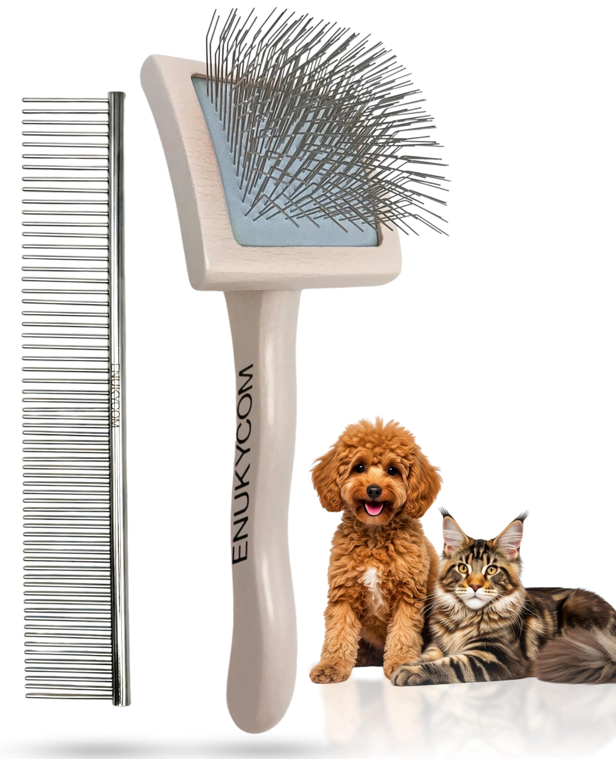 ENUKYCOM brosse slicker face montrant finition et forme pour démêlage rapide
