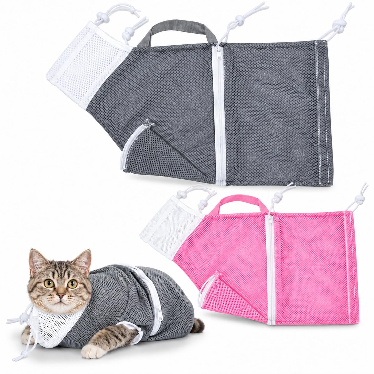 EOMTUR sac de bain pour chat face montrant design et maintien sécurisé