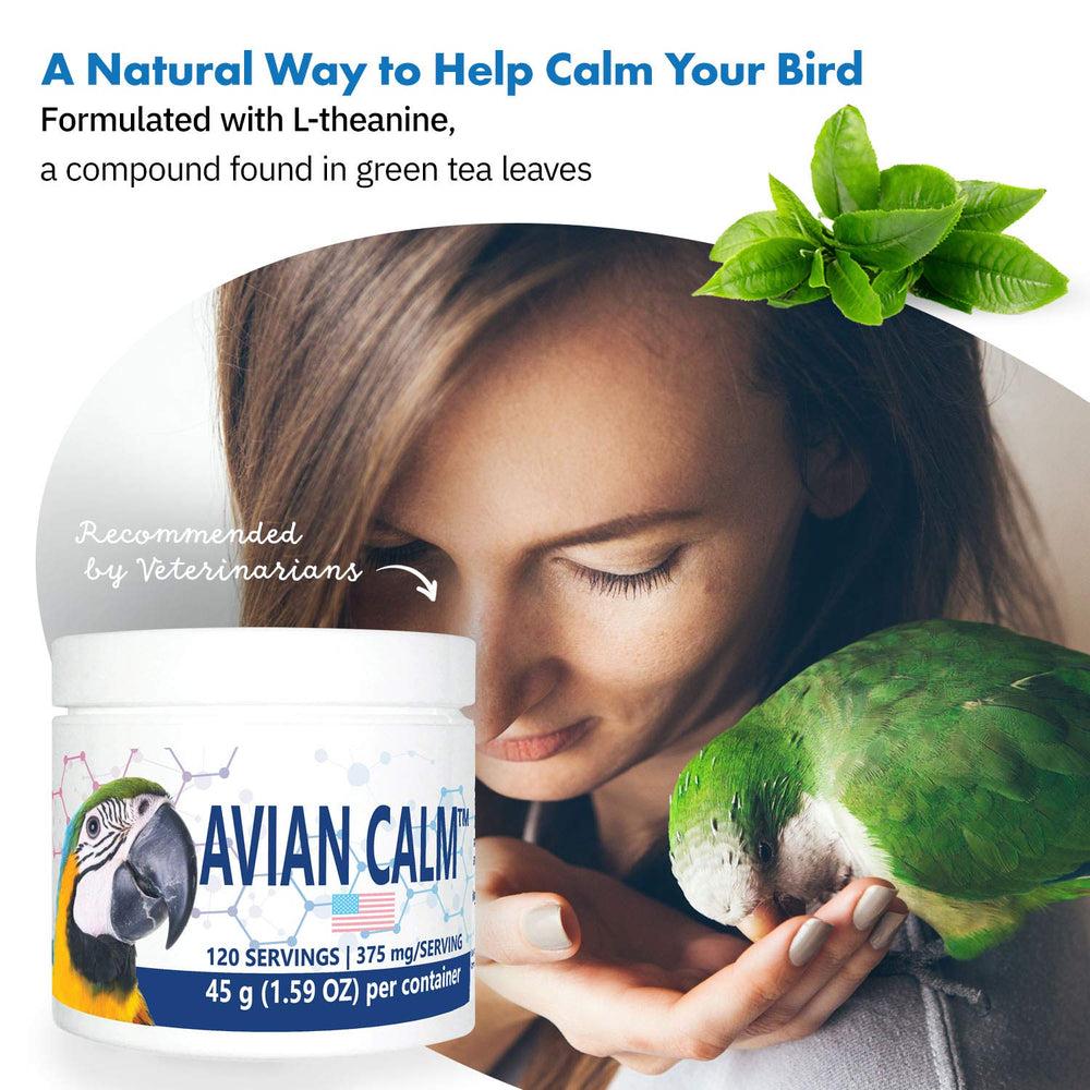 Étiquette Equa Holistics Avian Calm affichant ingrédients et certifications de qualité