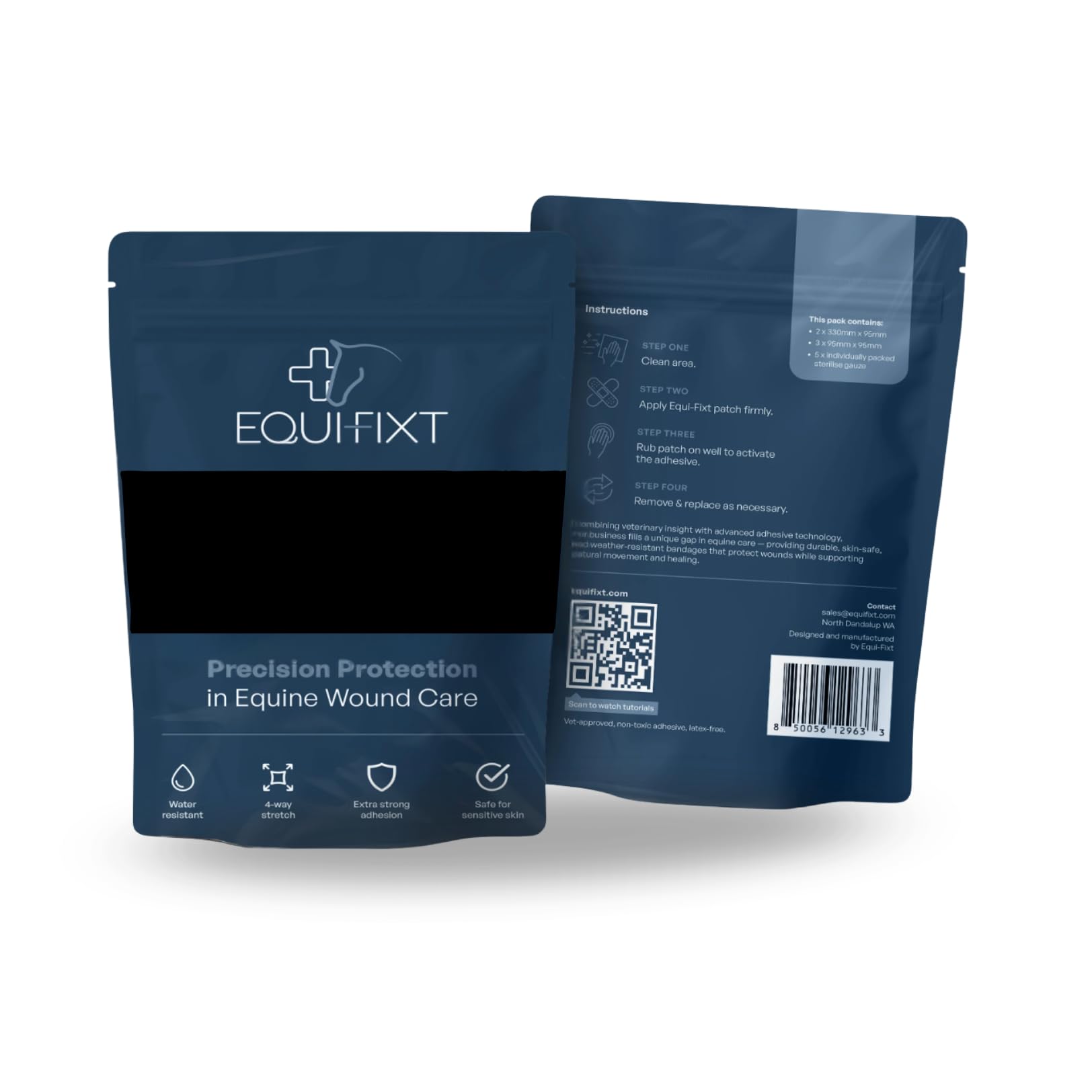 EQUI-FIXT détail bords arrondis réduisant risque de relevage du pansement