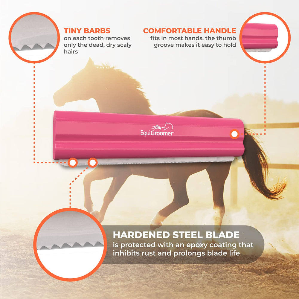 EquiGroomer utilisé sur chien lourdement mue diminuant les poils flottants