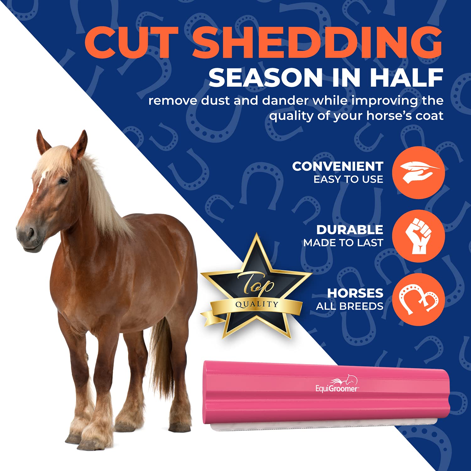 EquiGroomer comparaison taille illustrant couverture 8 pouces pour grandes surfaces