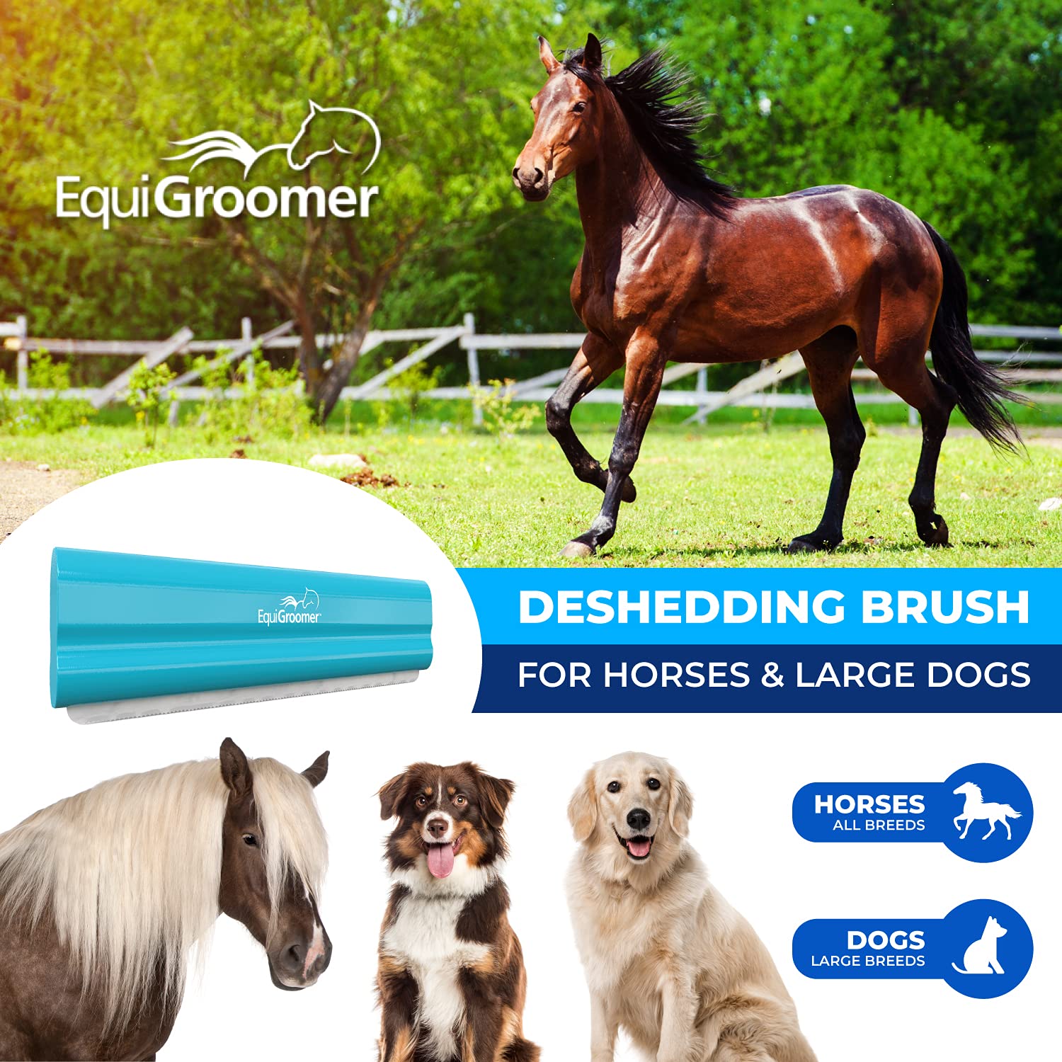 EquiGroomer poignée ergonomique montrant confort et contrôle pendant le brossage