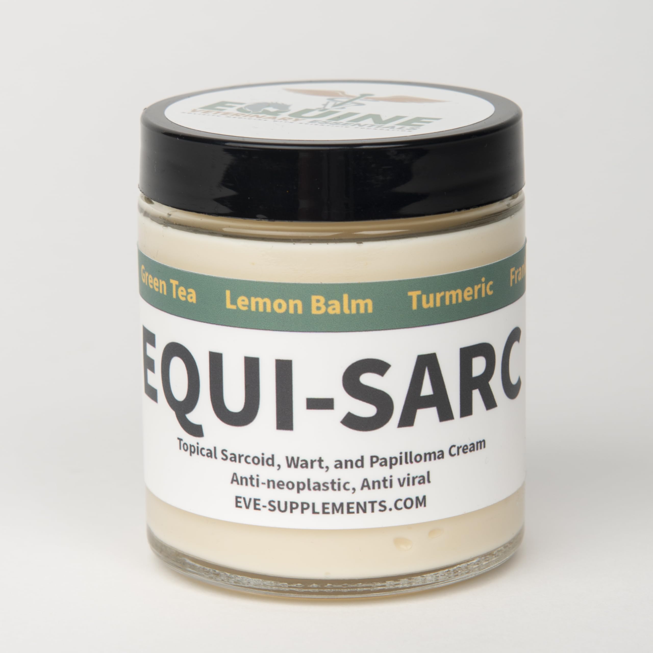 Equine Veterinary Essentials emballage avant Equi-SARC montrant flacon pratique et usage