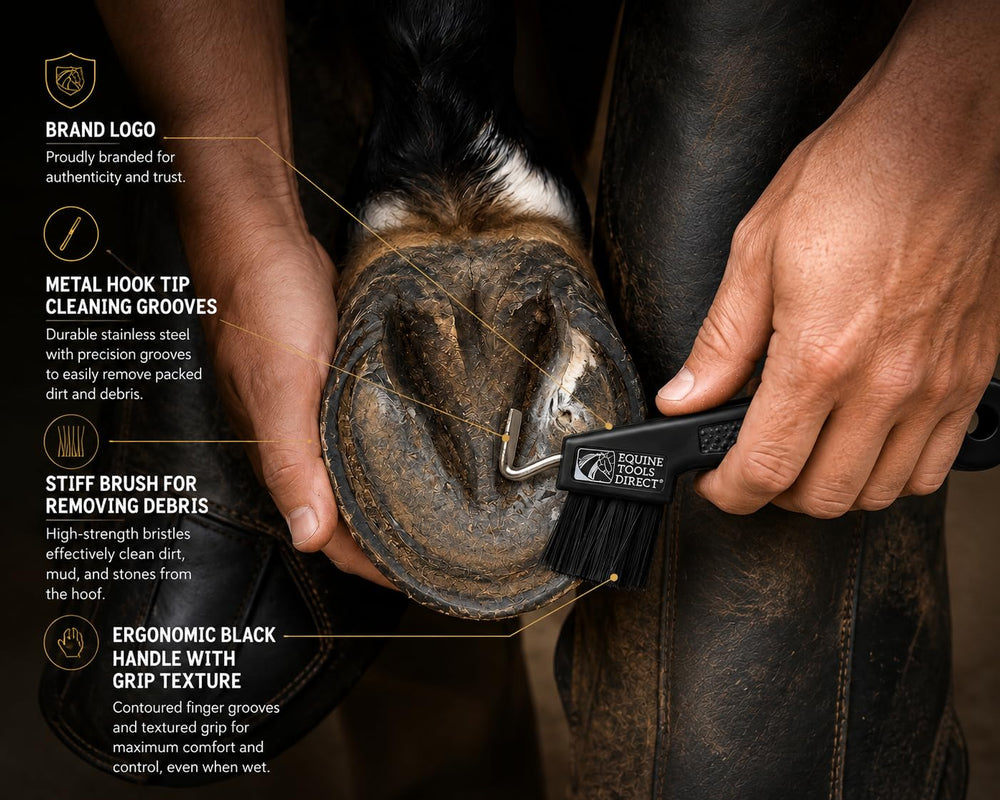 Equine Tools Direct posé au box illustrant usage quotidien au paddock