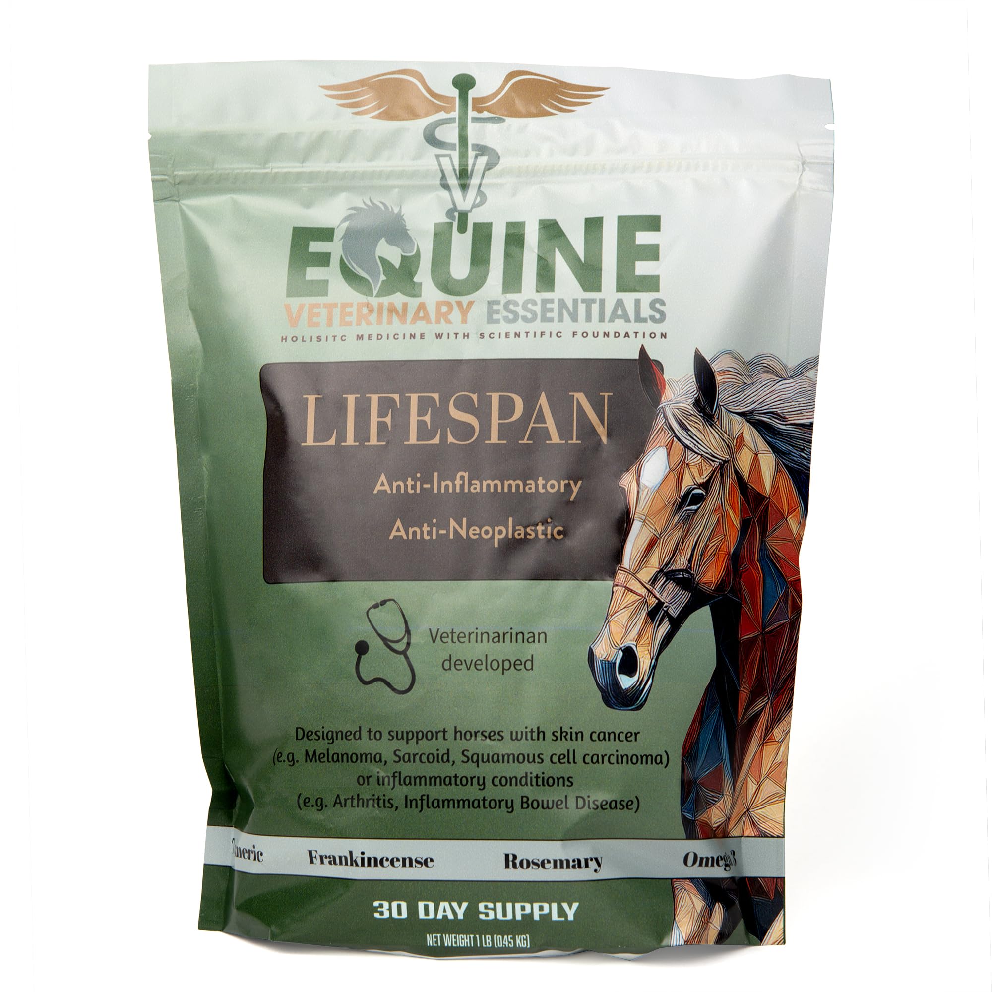 Equine Veterinary Essentials emballage Lifespan visible et bénéfice confort articulaire