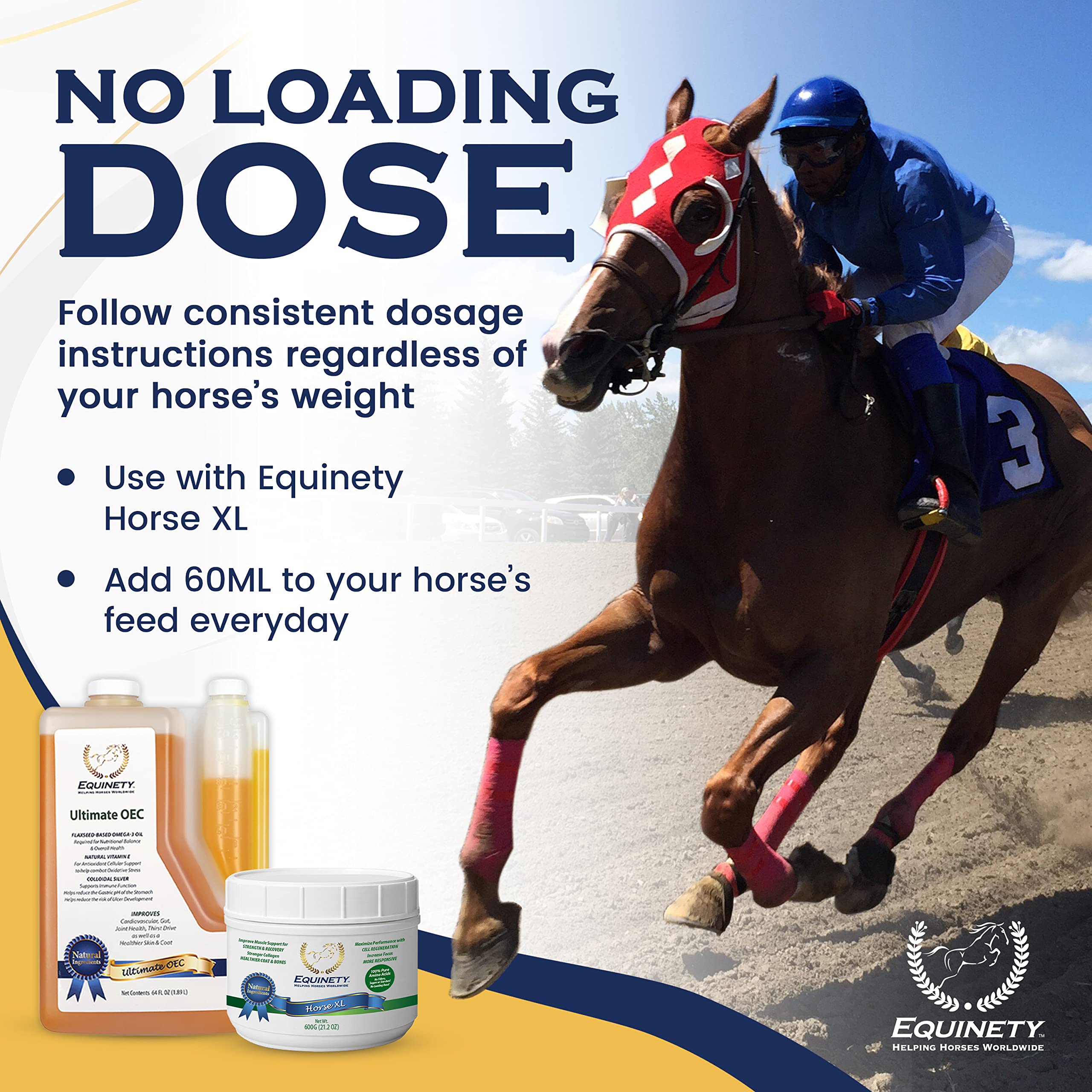 Bouchon doseur Equinety indiquant précision de la dose et simplicité d'usage