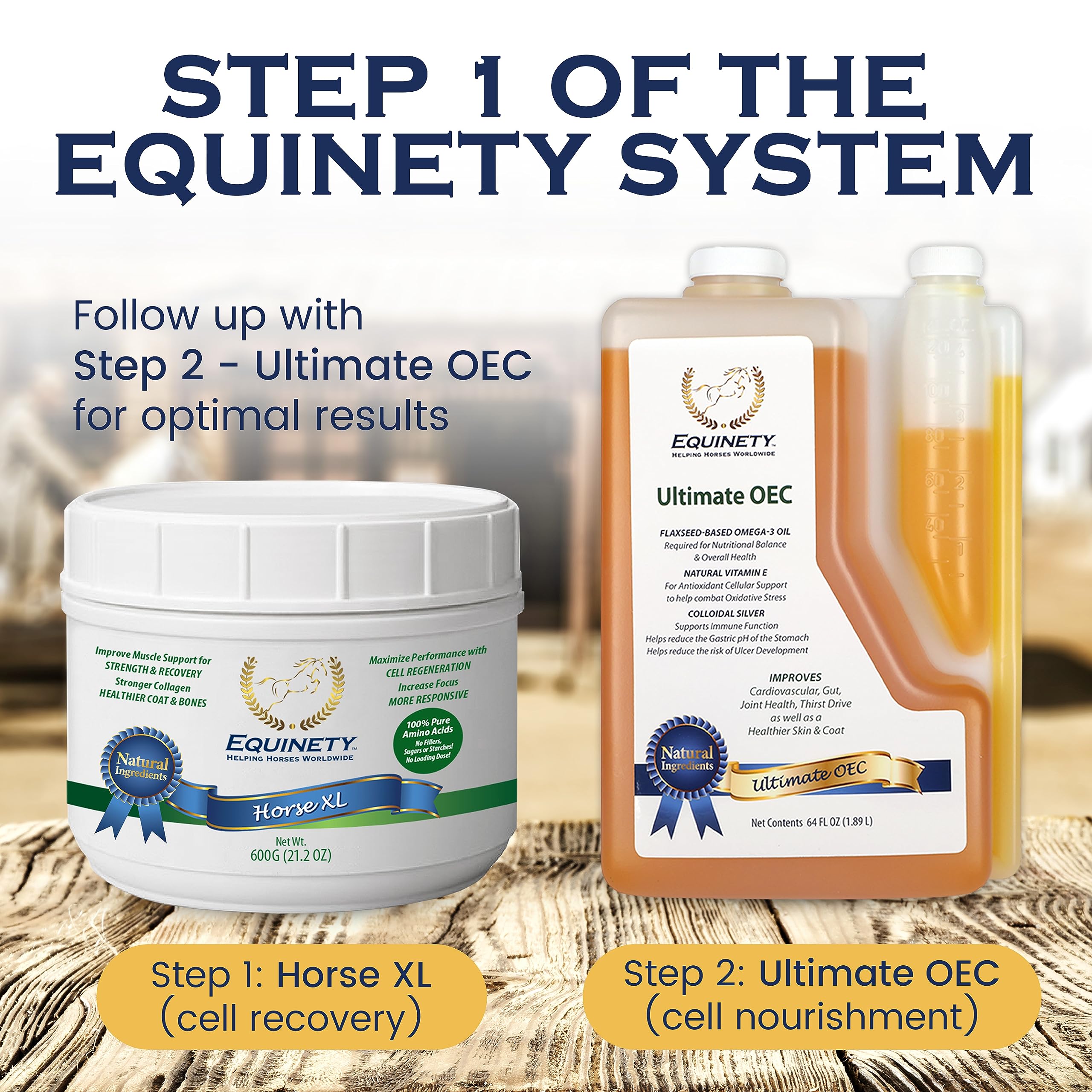 Comparaison taille Equinety Horse XL pot pour référence approvisionnement 100 jours