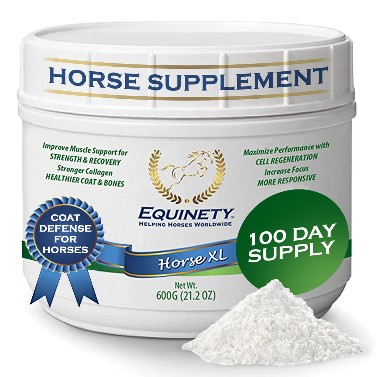 Equinety Horse XL emballage face montrant durée 100 jours et bénéfice récupération