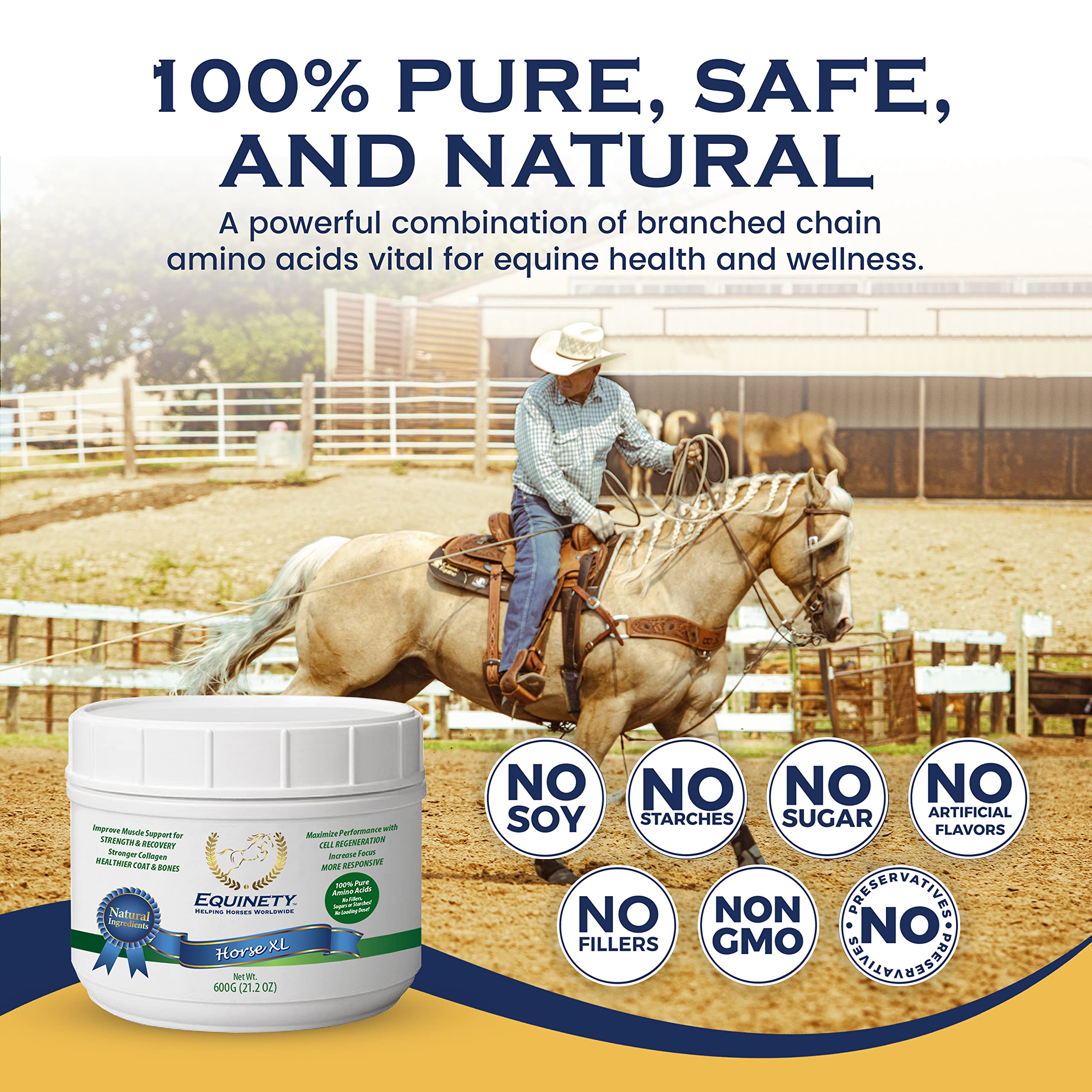 Étiquette Equinety Horse XL détail ingrédients naturels et sans additifs