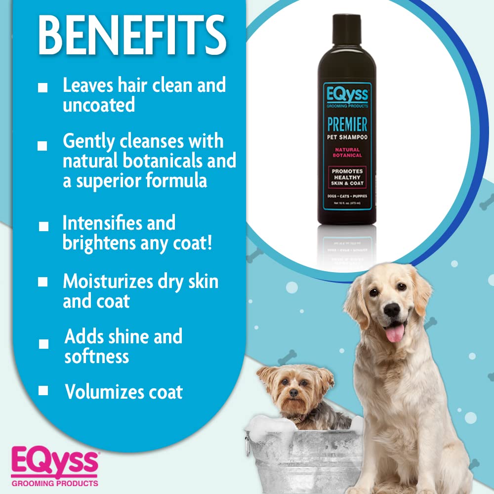 EQyss Premier Pet Shampoo en utilisation sur chien pour un pelage plus brillant
