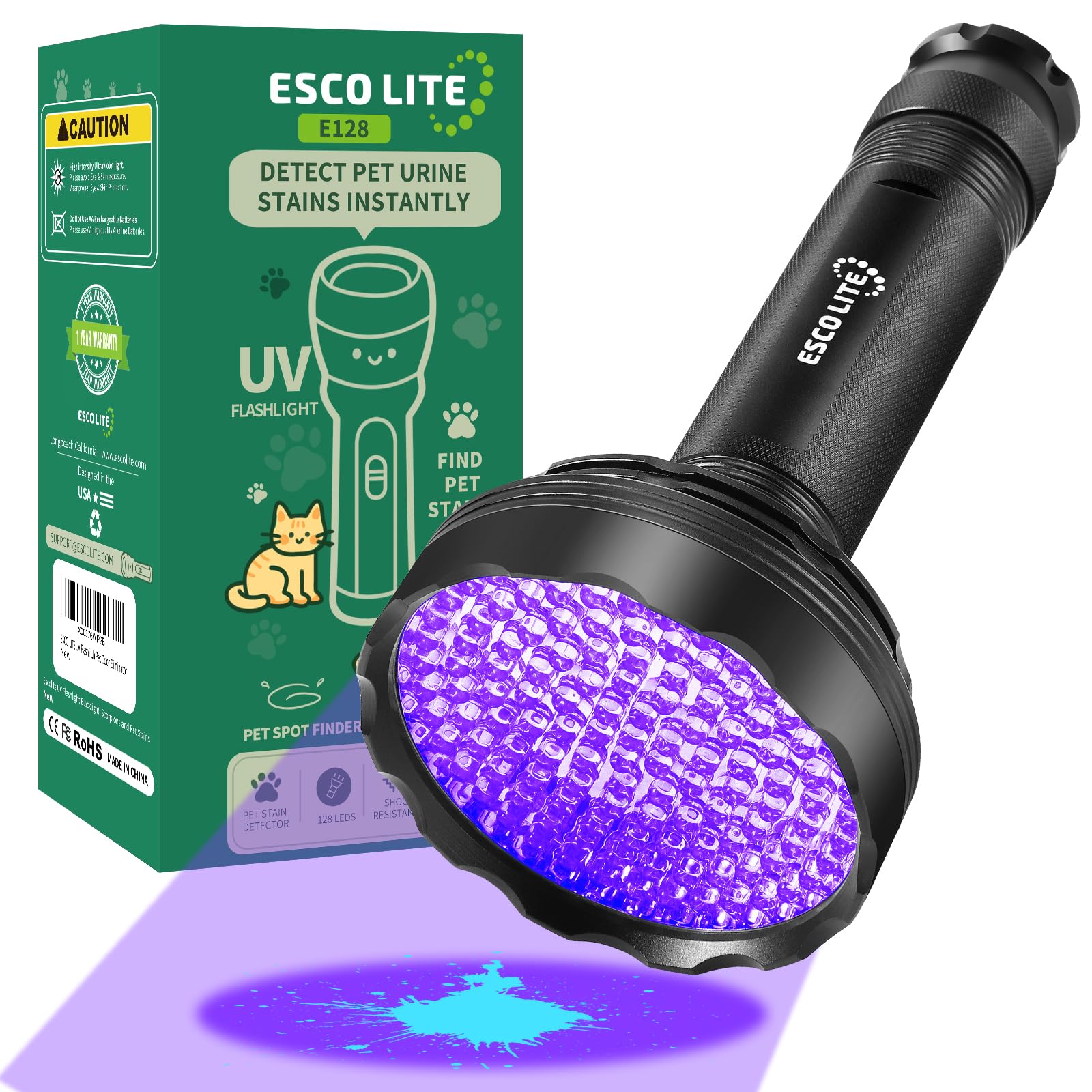 ESCO LITE face avant montrant le corps robuste et 128 LED pour inspection rapide