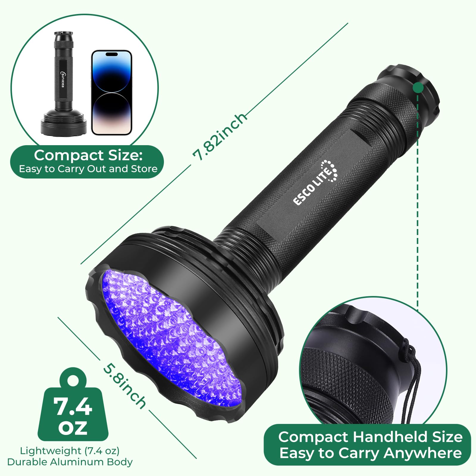 ESCO LITE lampe utilisée en camping pour repérer scorpions et insectes nocturnes