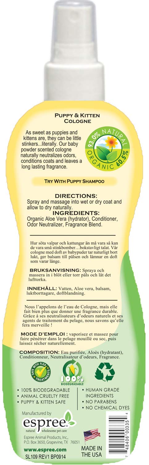 Espree détail de l'étiquette et ingrédients mettant en valeur aloe vera bénéfice hydratant