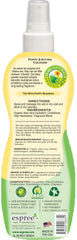 Espree détail de l'étiquette et ingrédients mettant en valeur aloe vera bénéfice hydratant