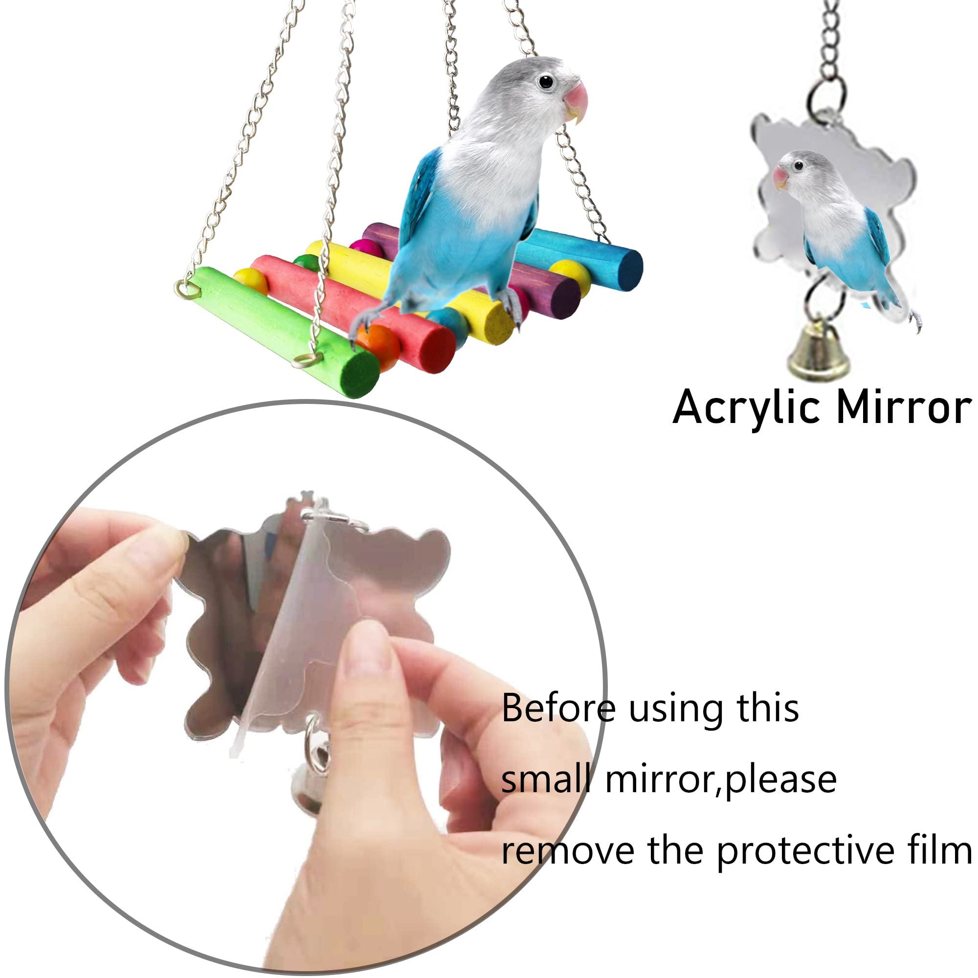 ESRISE miroir accroché dans la cage, interaction visuelle et curiosité stimulée