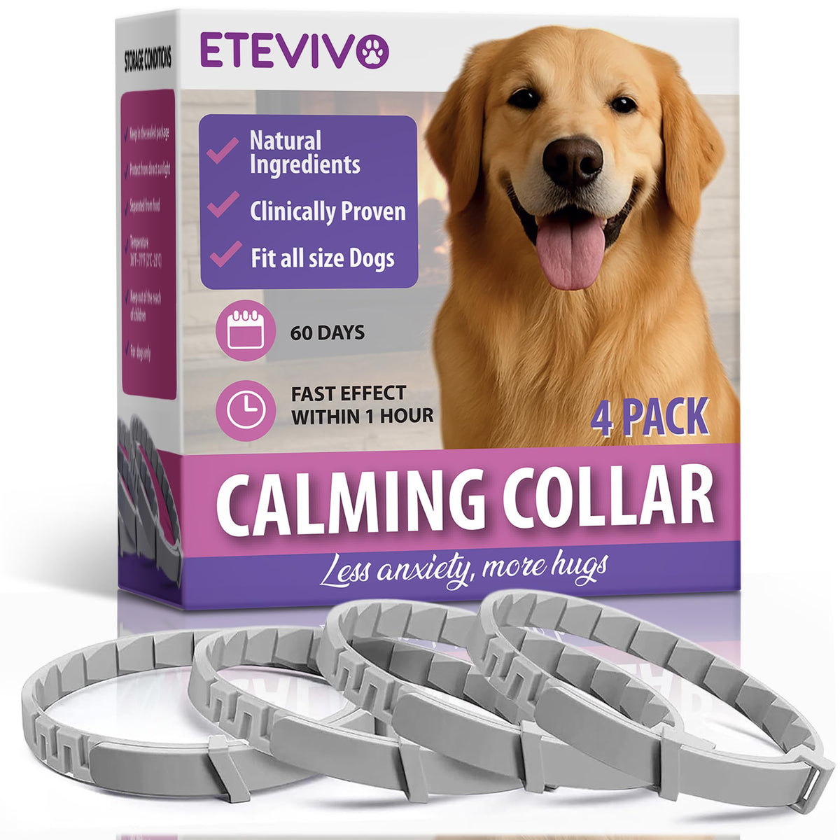 ETE VIVO emballage avant montrant le lot de 4 colliers pour tranquillité