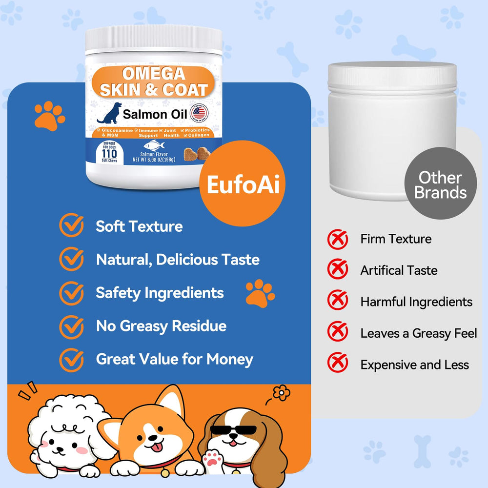 EufoAi étiquette décrivant EPA, DHA, glucosamine et probiotiques