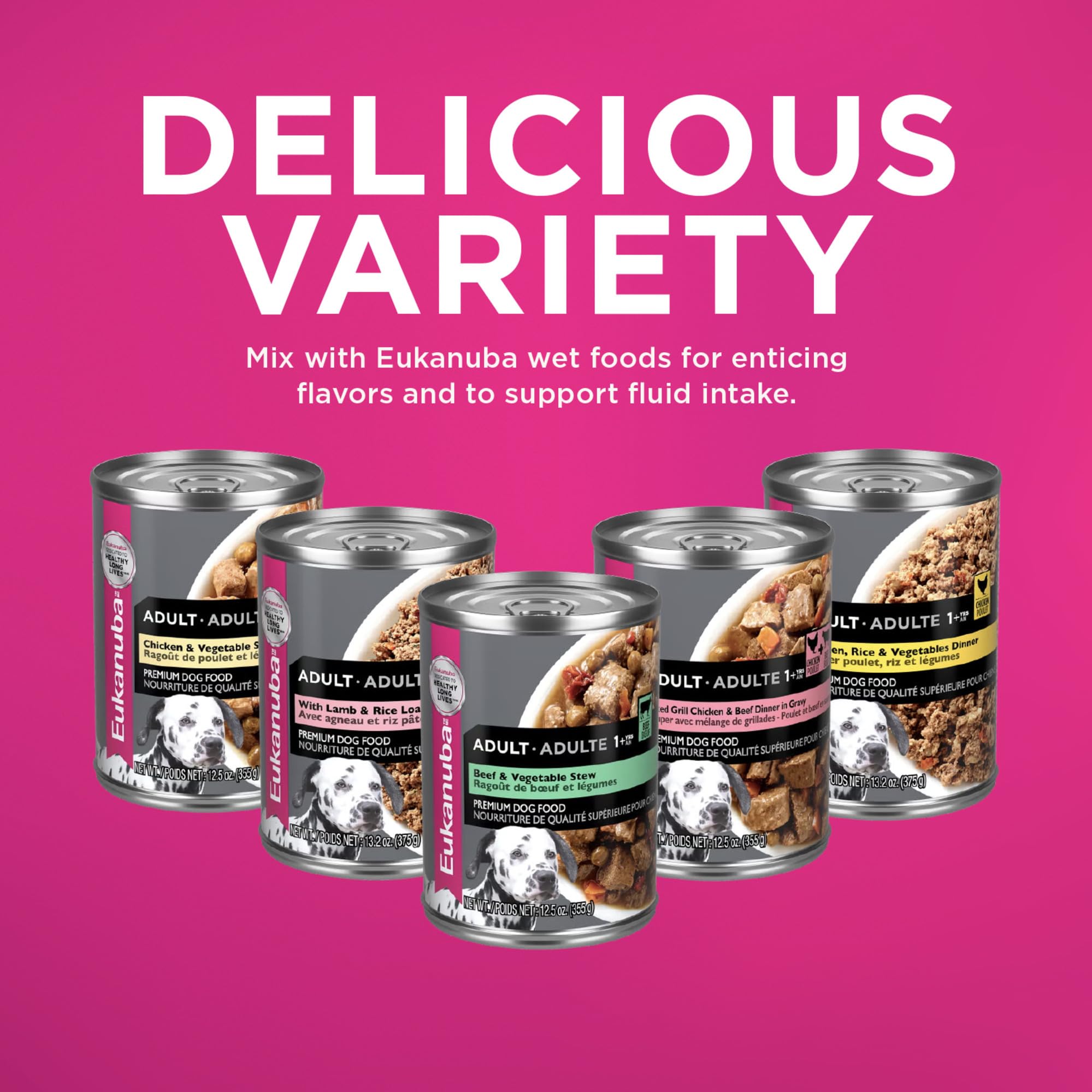 Eukanuba croquettes dans une cuve montrant texture et quantité réelle