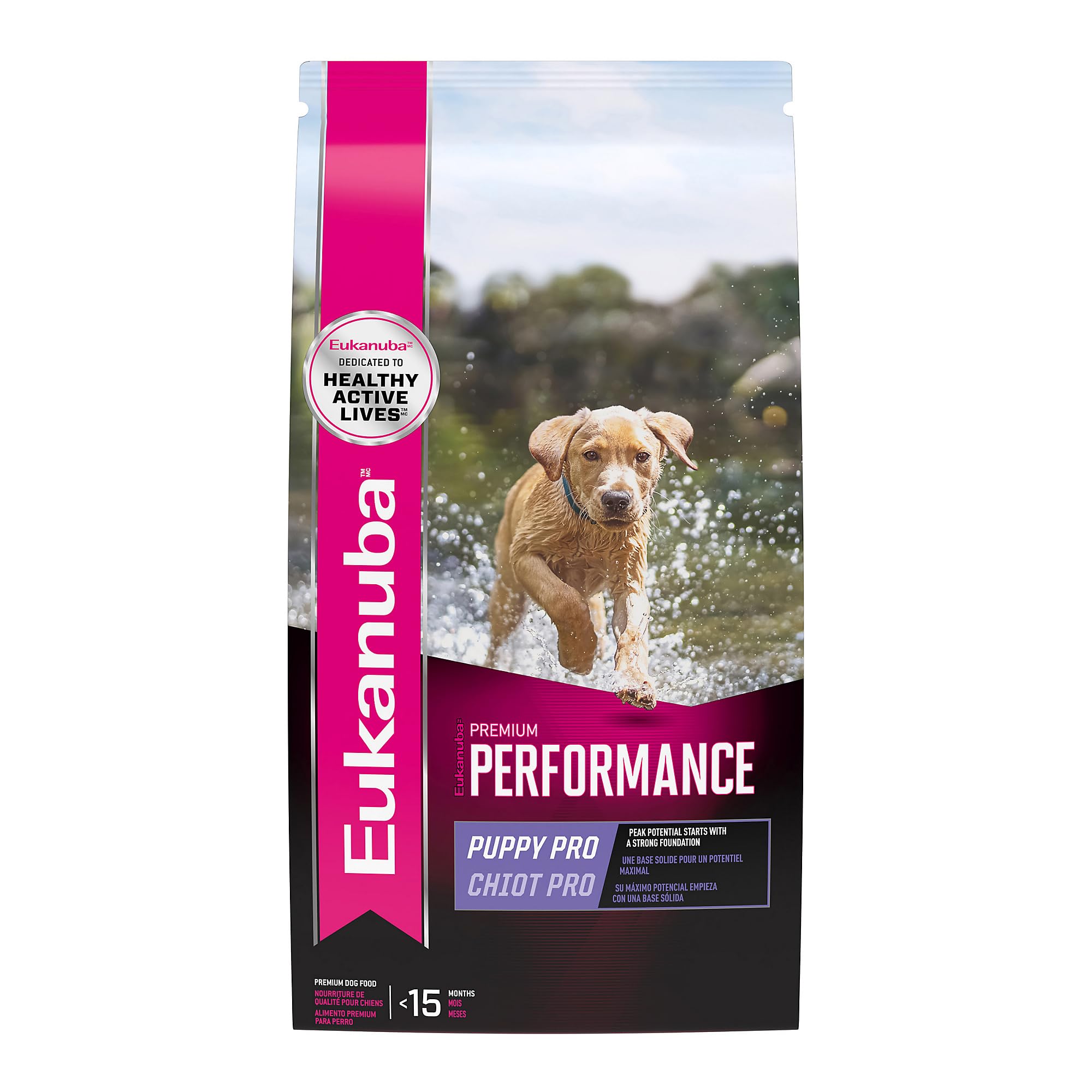 Eukanuba emballage 28 lb montrant contenu et informations nutritionnelles