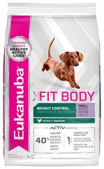 Eukanuba emballage avant Fit Body pour contrôle de poids, information claire