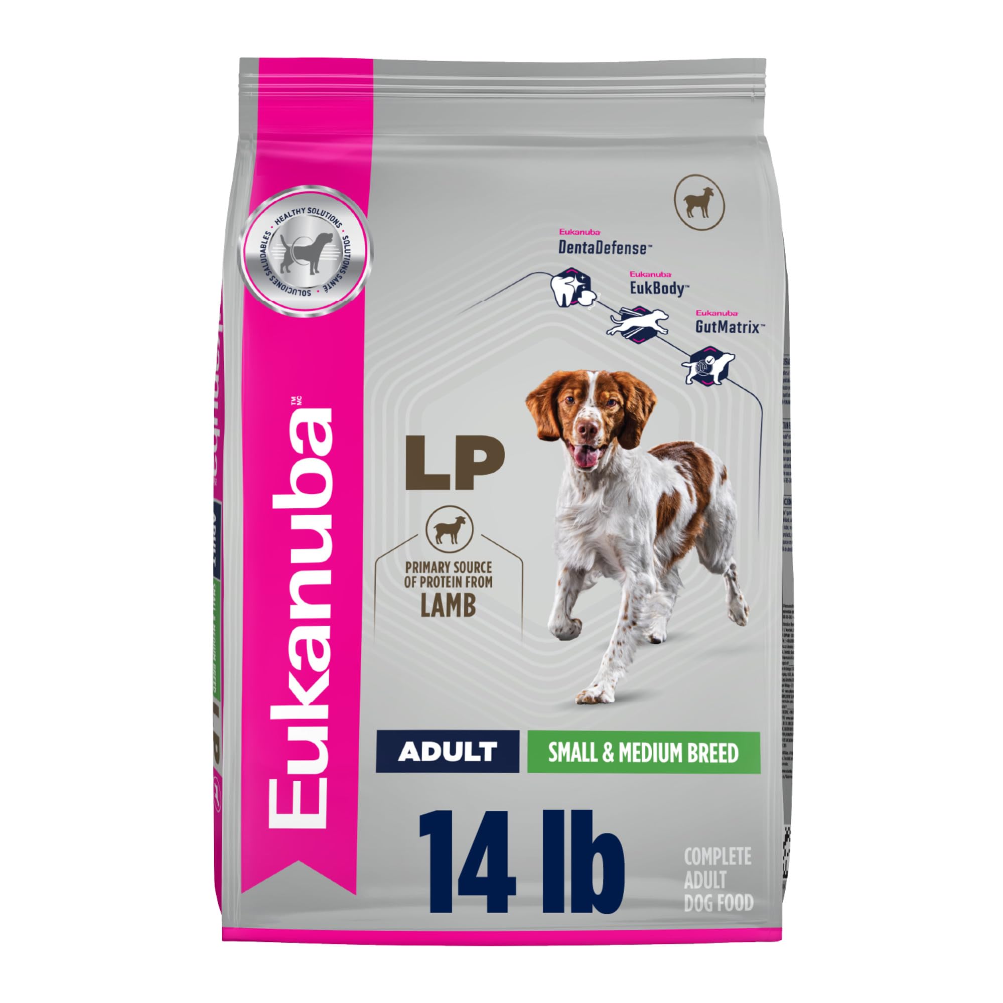 Eukanuba sachet face montrant l'emballage et la taille pratique