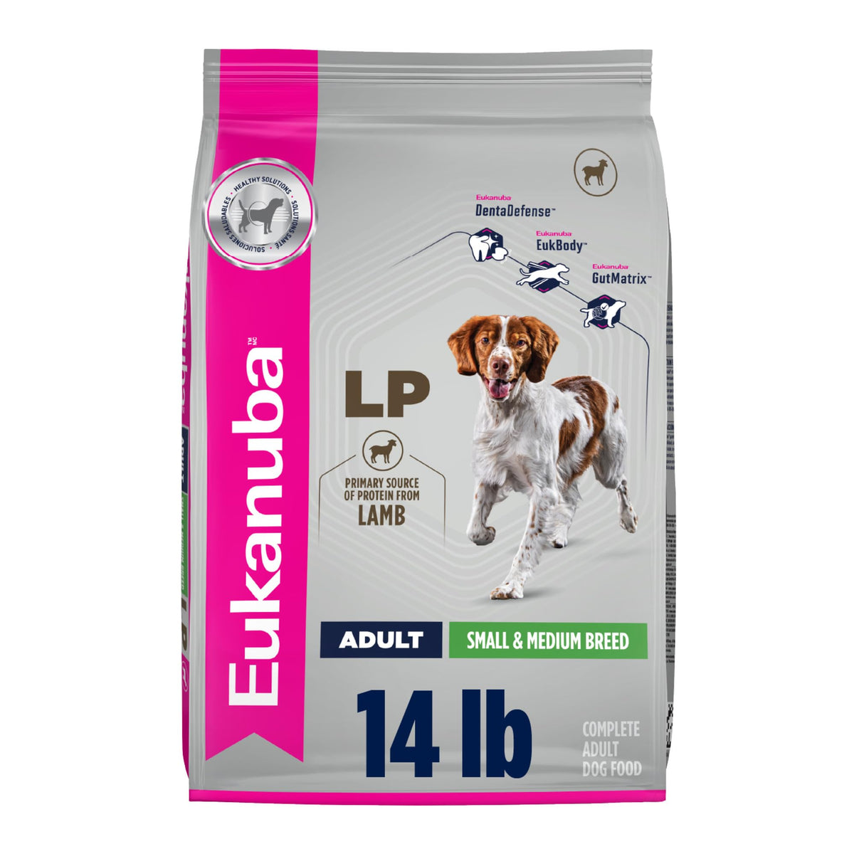 Eukanuba sachet face montrant l'emballage et la taille pratique