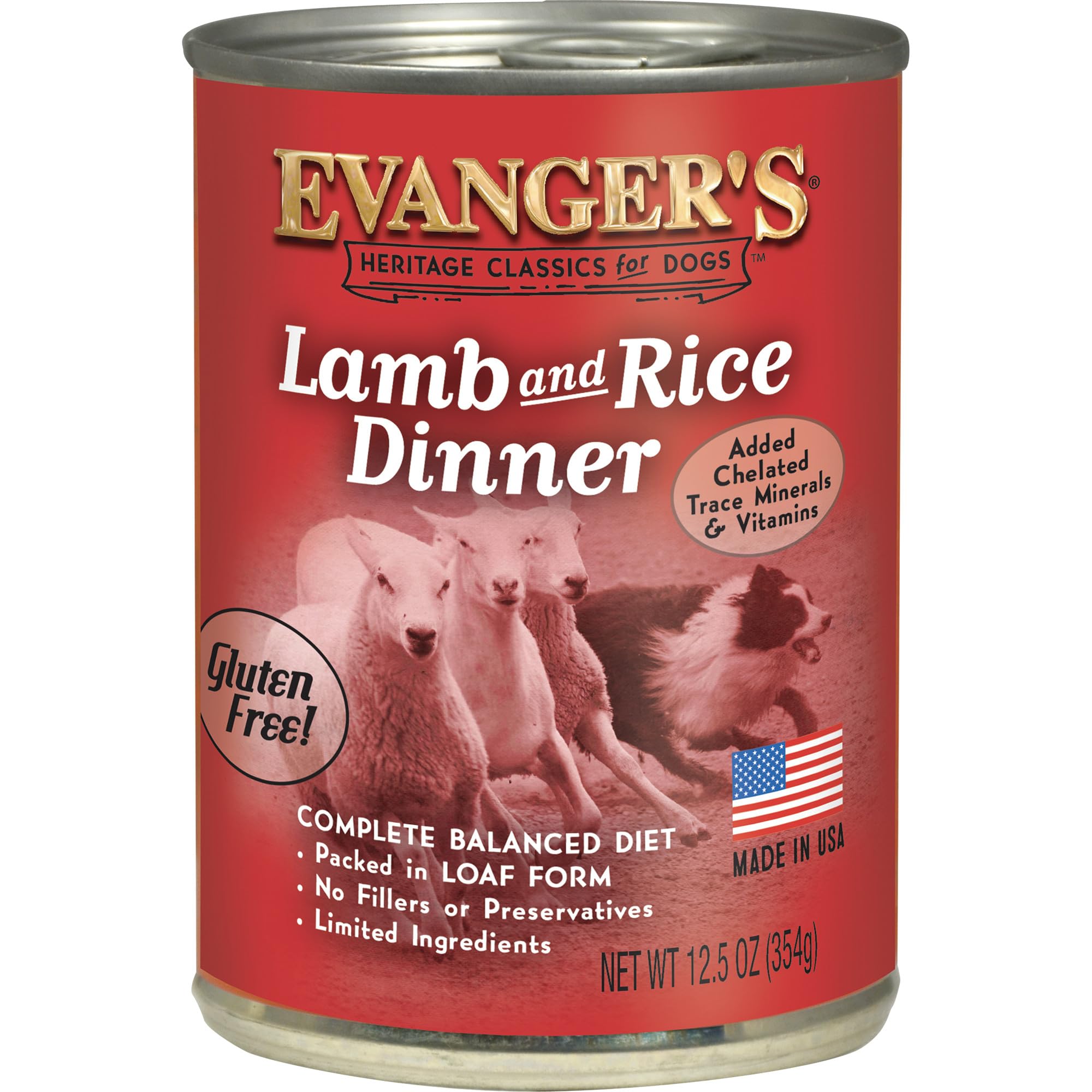 Evanger's agneau riz boîte ouverte montrant consistance appétissante
