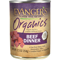 Evanger's vue avant de la conserve montrant l'emballage biologique et avantage pratique