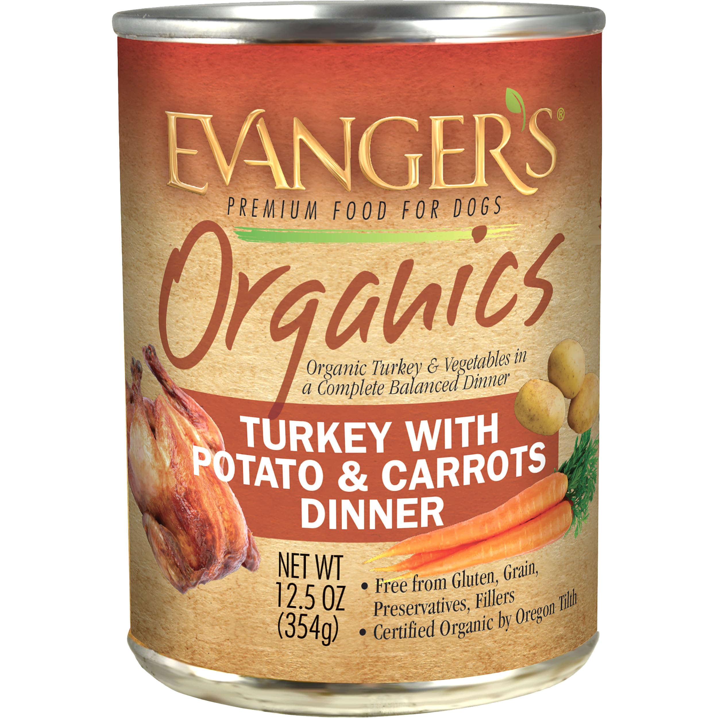 Evanger's boîte devant montrant la recette bio et appétence