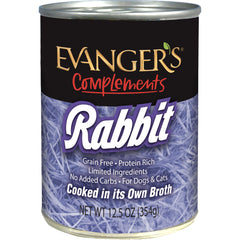 Evanger's vue de face de la boîte au lapin montrant l'étiquette et l'aspect appétissant