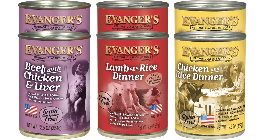 Evanger's pack avant montrant les trois recettes et l'emballage pratique