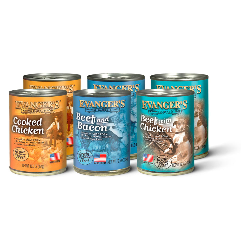 Evanger's pack Heritage Classics avant de face montrant variété et qualité