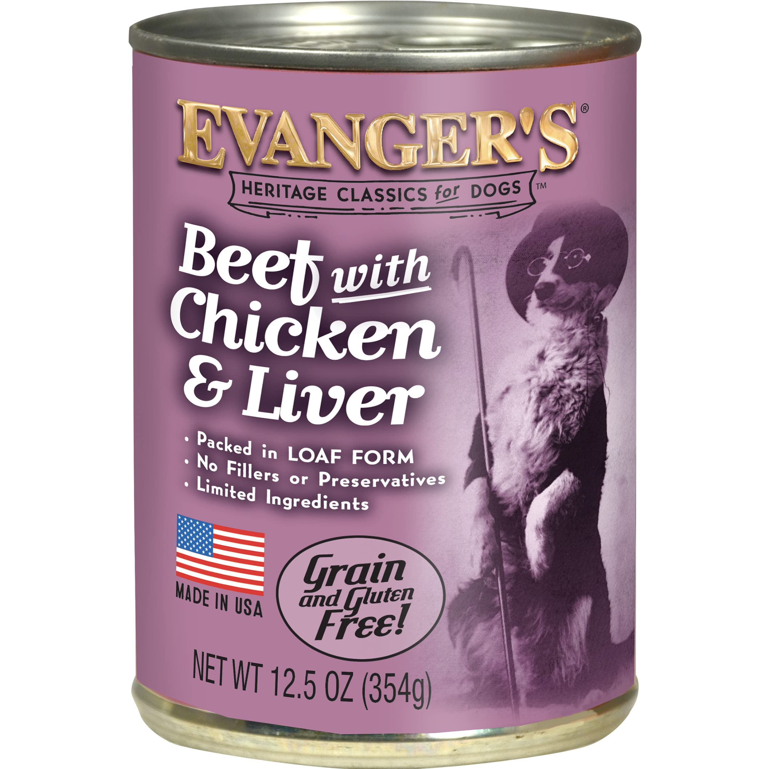 Evanger's face de la boîte montrant le logo et la recette, favorisant confiance