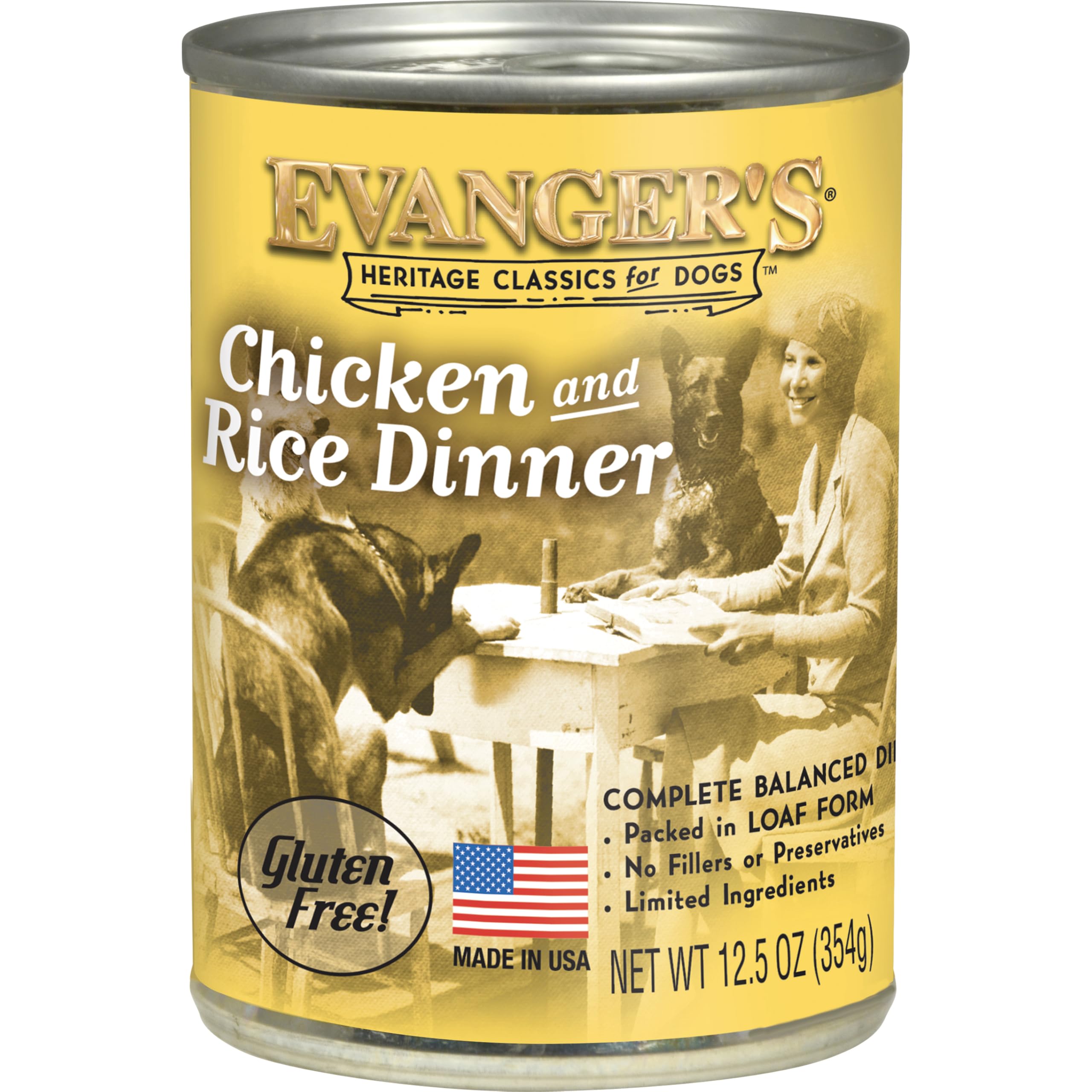 Evanger's vue frontale de la boîte montrant la recette et l'emballage pratique