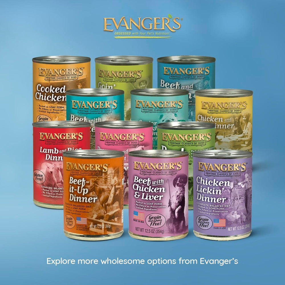 Evanger's chien mangeant le produit dans une scène de vie montrant satisfaction