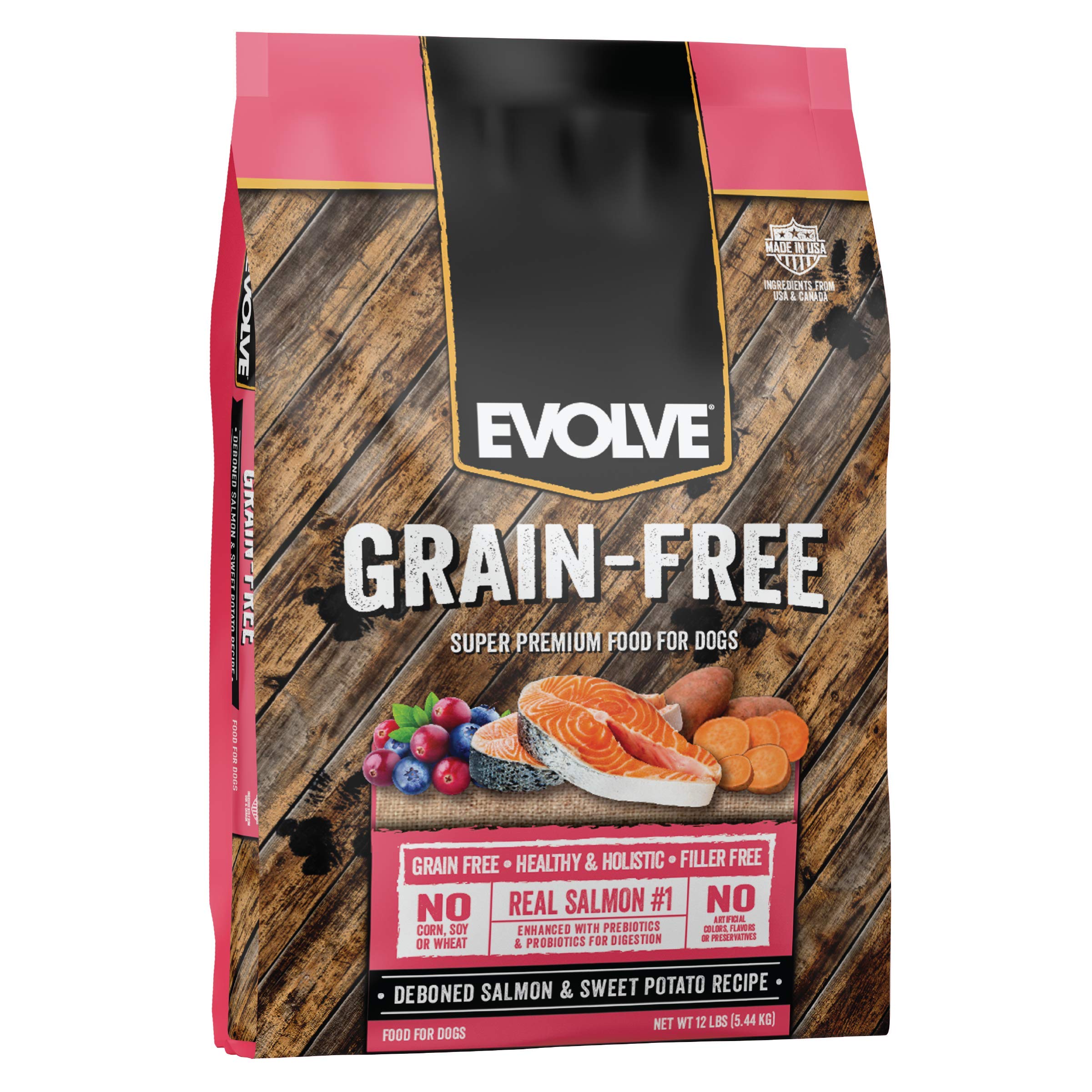 Evolve emballage face 12 lb montrant la recette et assurance qualité