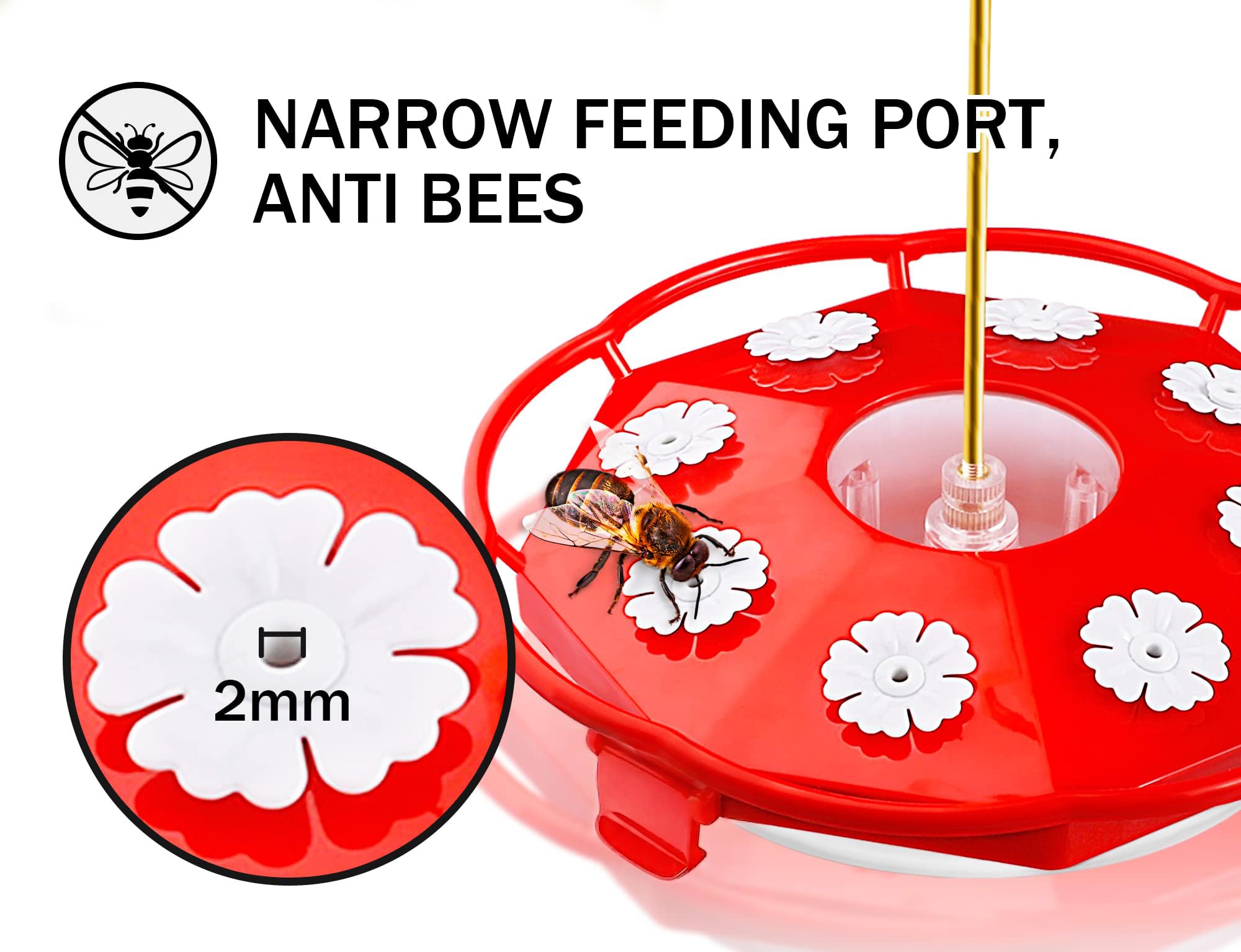 ewonlife gros plan sur les 8 fleurs détachables anti-abeilles pour alimentation sûre