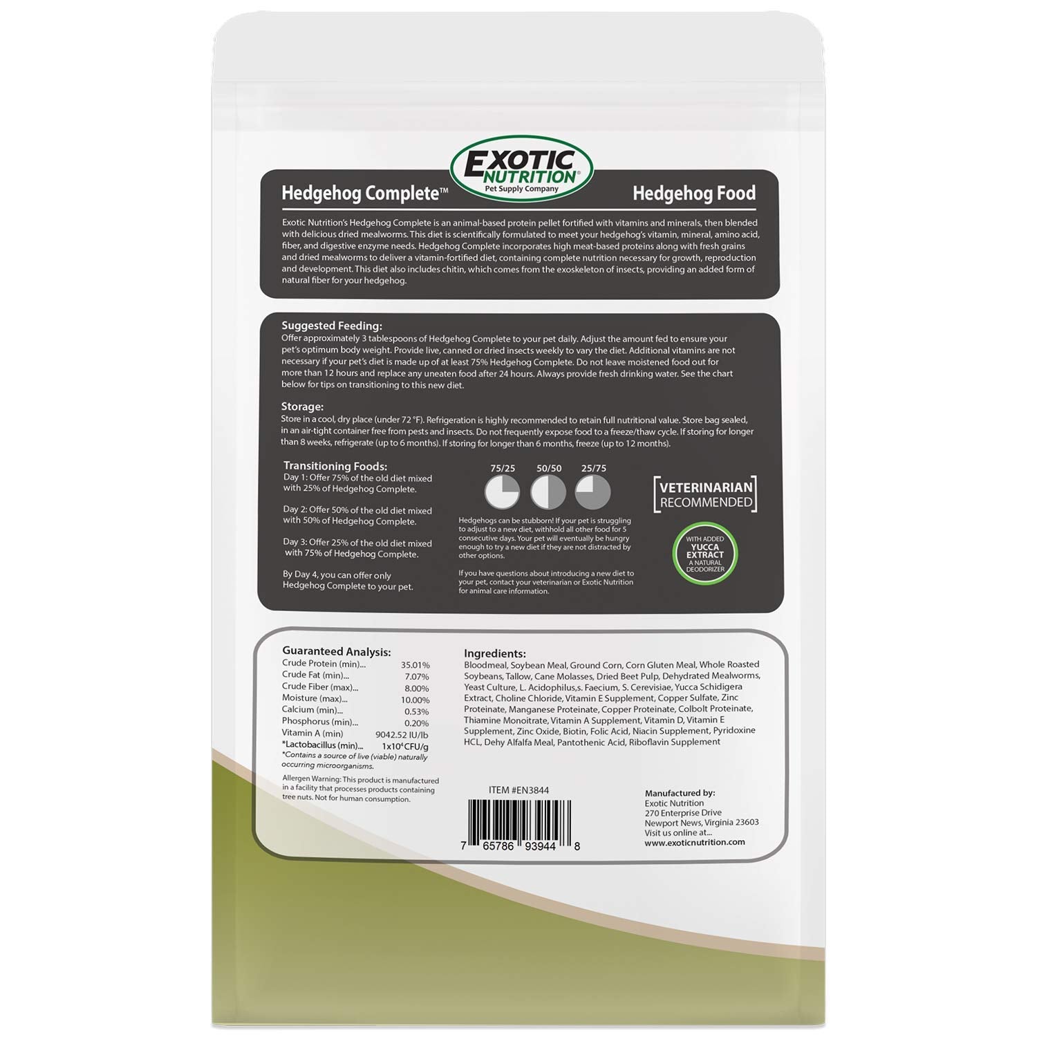Exotic Nutrition comparaison échelle montrant taille du sac pratique