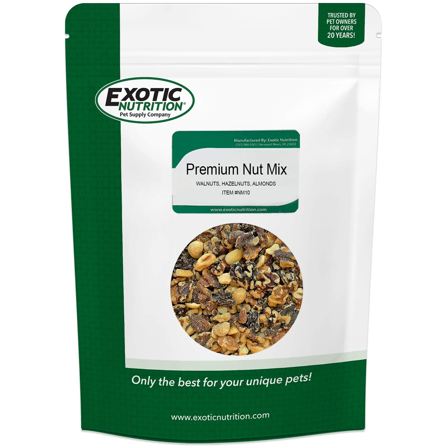 Exotic Nutrition paquet avant montrant le mélange pour stockage pratique