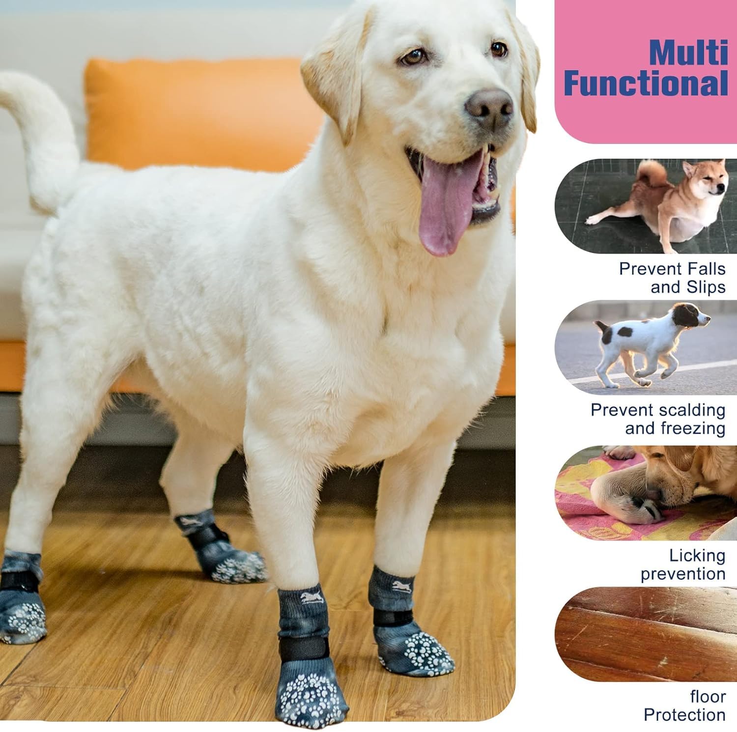 EXPAWLORER chaussette sur parquet réduisant les glissades du chien