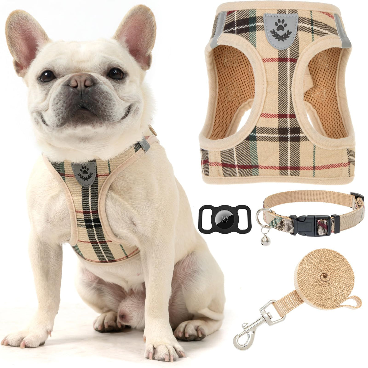 EXPAWLORER harnais devant en plaid khaki, look élégant et protection