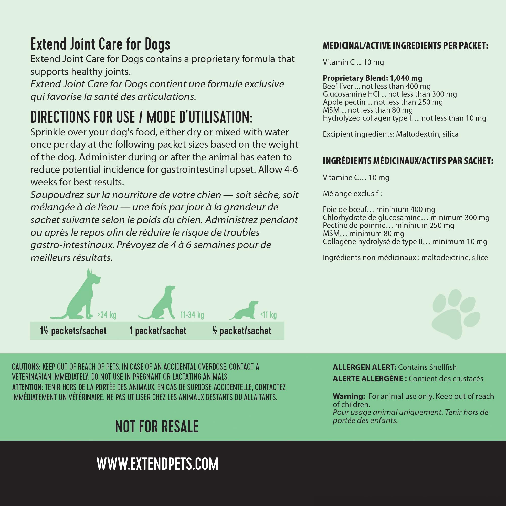 Extend usage en voyage sachets individuels pour administration facile