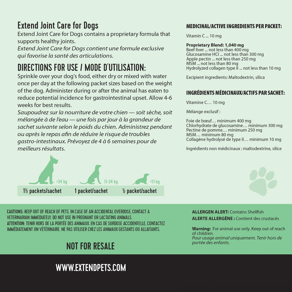 Extend usage en voyage sachets individuels pour administration facile