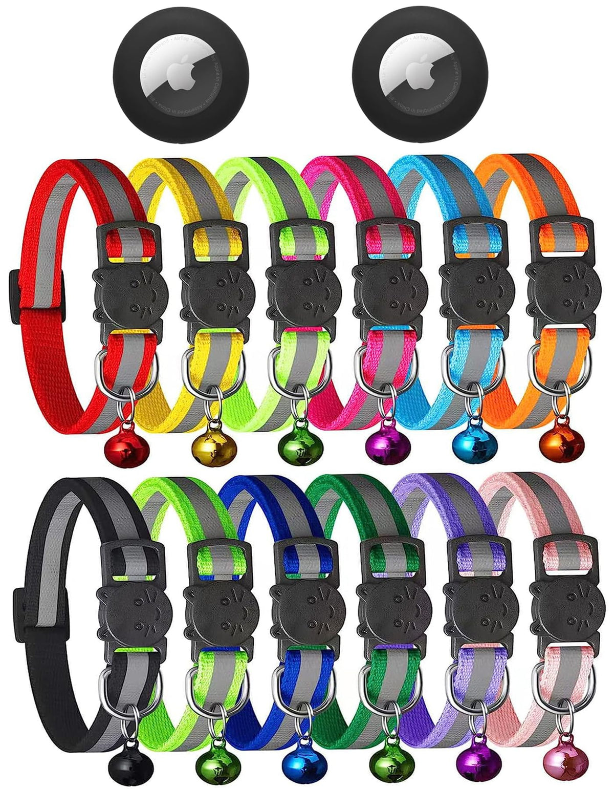 Extodry collier pack face montrant couleurs et clochettes pour visibilité