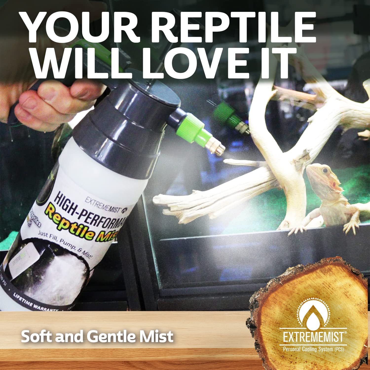 ExtremeMist utilisé sur un terrarium, création d'un microclimat bénéfique pour reptiles