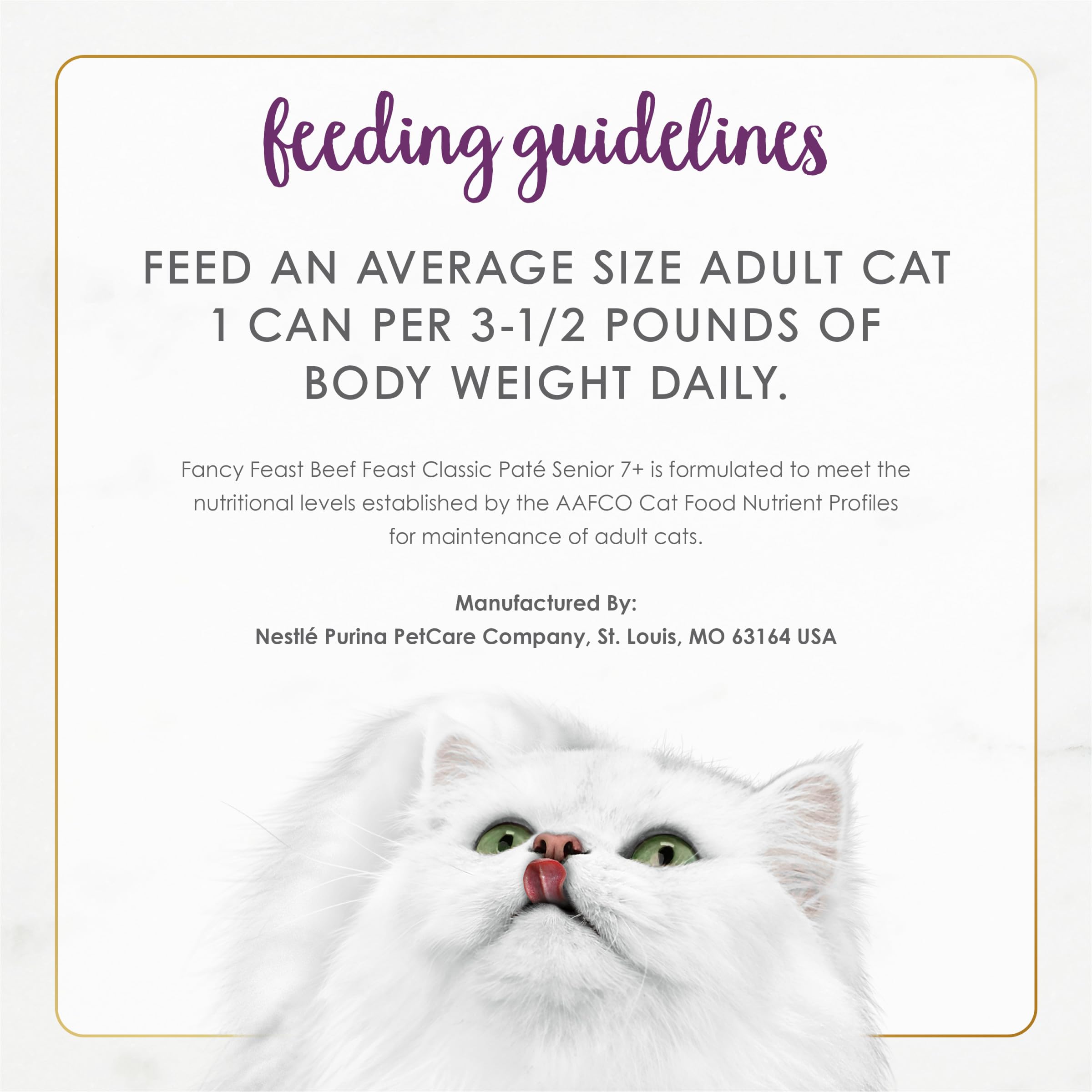 Fancy Feast étiquette nutritionnelle montrant ingrédients clés